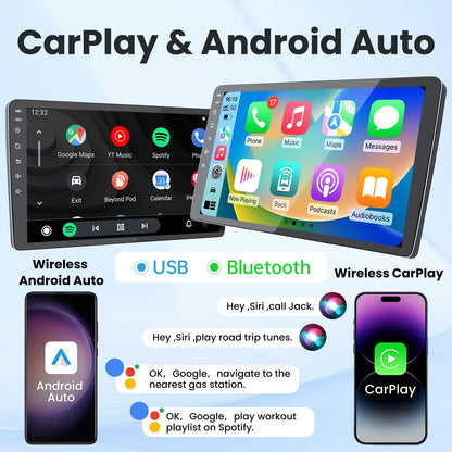 Car Stereo Radio for Jeep Wrangler JK 2007-2017 Grand Cherokee Compass, Android 13 4GB+32GB 10.1 inch Touchscreen with Wireless CarPlay Android Auto, GPS, WiFi, AM/FM, Backup Camera