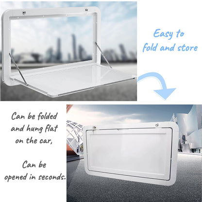 HWHongRV Foldable Rv Tables, 31.5 x 17.7 inchs Campervan Outside Picnic Wall Mounted Table, Premium Aluminum Alloy Folding Wall Table Lockable Wall Table Kit for Campervans and Motorhomes