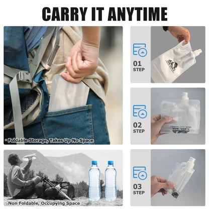 Ancable 1L Hiking Collapsible Water Bottles, 4-Pack 33OZ BPA-Free Foldable Backpacking Water Bottle for Travel Camping Hiking
