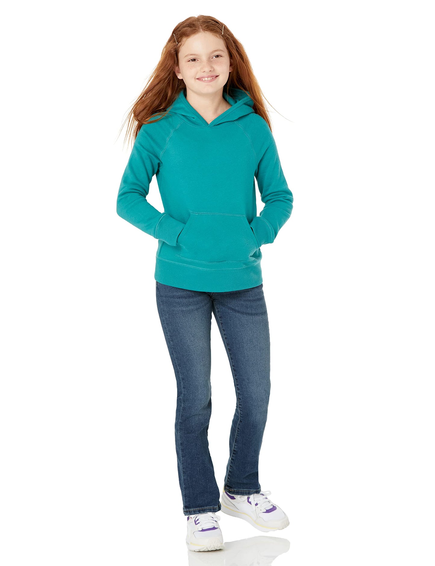 Amazon Essentials Toddler Girls' Pullover Hoodie Sweatshirt, Aqua Blue, 2T