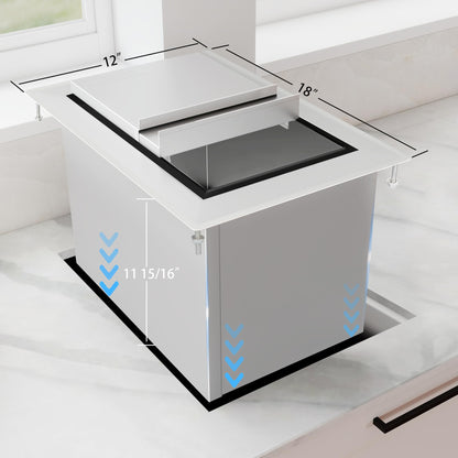 HARDURA Drop-in Stainless Steel Ice Bin, Commercial Insulated Ice Chest with Sliding Cover for Storing Ice Cold Wine Beer