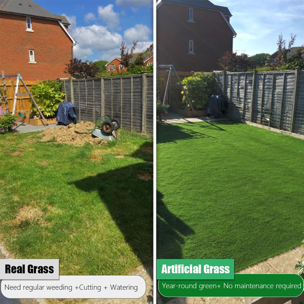 SUWUYUE Artificial Grass Turf Outdoor, 1.77" Extra Thick 6FT x 15FT Fake Realistic Pet Poppy Grass Rug Synthetic Lawn Carpet, Astroturf Faux Indoor Landscape for Patio, Garden, Yard, Balcony