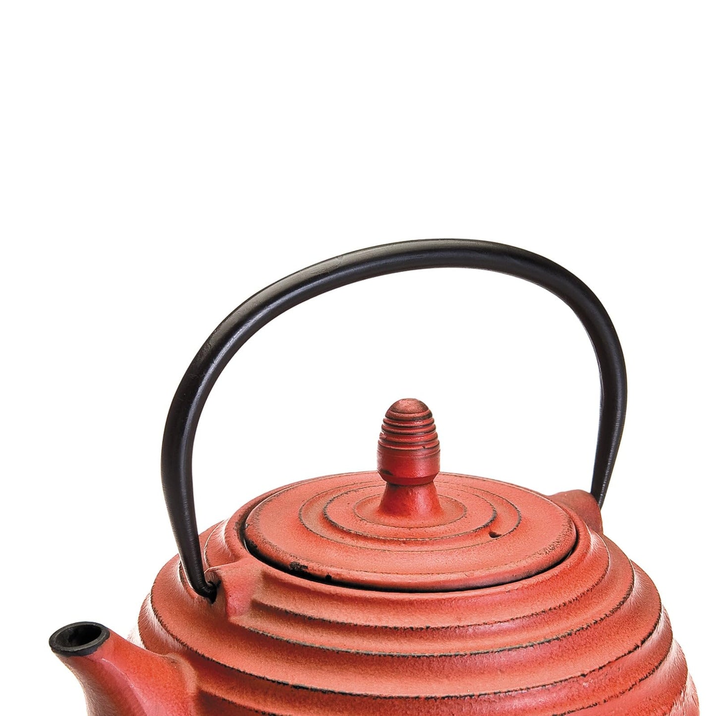 IBILI Teapot Set Oriental-Ceylan with Filter 0,7 l of cast Iron, Black/Red, 17 x 16 x 10 cm