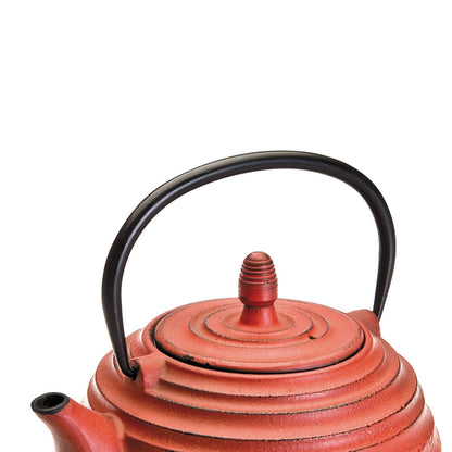 IBILI Teapot Set Oriental-Ceylan with Filter 0,7 l of cast Iron, Black/Red, 17 x 16 x 10 cm