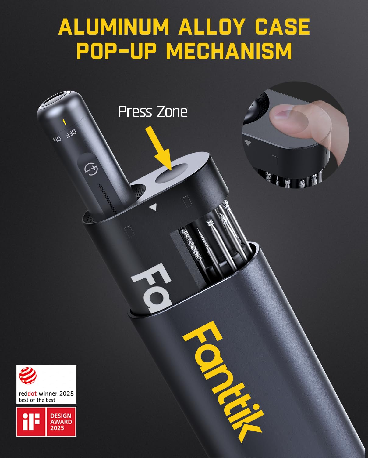 Fanttik F2 Master Mini Cordless Rotary Tool Kit 4V, NeoPulse Motor, 5 Variable Speed, 25000 RPM, Revostor Hub, 35 Accessories, Power Tool for Sanding, Polishing, Drilling, Carving, DIY Crafts