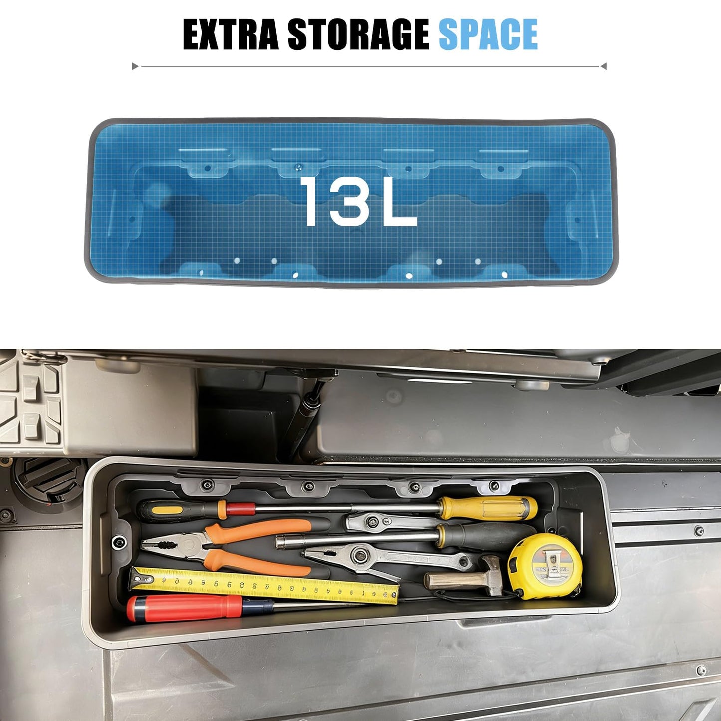 POYEACO Rear Underseat Storage Boxes Compatible with 2024-2026 Polaris XPEDITION XP 5/ ADV 5 Accessories, Under Seat Poly Combined Storage Bins Organizer Box 13L+13L (2PCS)