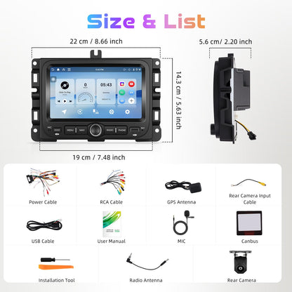4G+64G Car Stereo For Jeep Renegade 2016-2021/Compass Android 7 Inch Incell Touch Screen Stereo GPS Navigation with Wireless Carplay Android Auto Double Din Car Radio Bluetooth DSP WiFi FM RDS, Camera