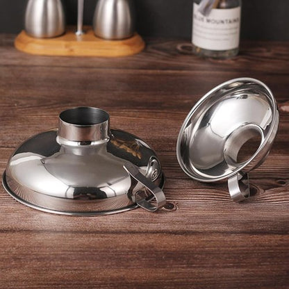 IoF Stainless Steel Canning Funnel Set - 3 Pcs Wide Mouth with Fine Oil Strainer | Food Grade for Mason Jars