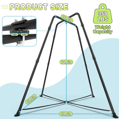 Swing Stand with Sensory Swing, Swing Frame with Pod Swing, X-Shaped Swing Set, Metal Swing Chiar with Stand for Adults Indoor and Outdoor 330LBS (Aqua Gradient)