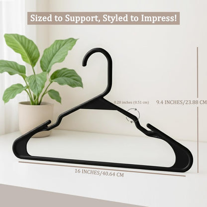 Utopia Home Plastic Hangers 20 Pack - Perfect Space Saving Clothes Hanger - Durable and Strong - Perfect Closet Organizers with Shoulder Grooves (Black)