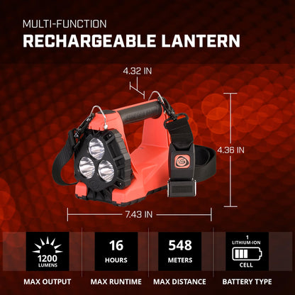 Streamlight 44310 Vulcan 180 Lantern 1200 Lumens with Quick Release Strap, Without Charger, Orange