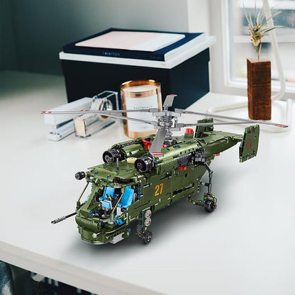 JMBricklayer Military Helicopter Building Sets 61510 Ka-27 Helicopter Collectible Display Model Airplane Military Collection Construction Toys for Teens and Adults Gift Ideas(1800 Pieces)
