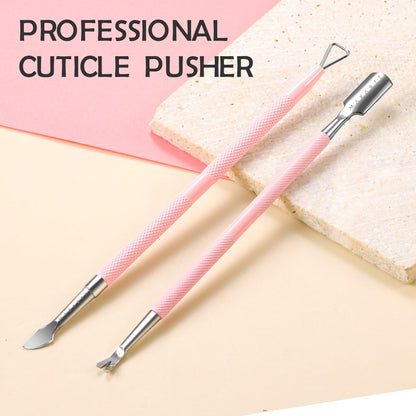 Makartt Cuticle Trimmer with Cuticle Pusher, Silver Nail Trimmer Nail Care Manicure and Pedicure Kit with Stainless Steel Cuticle Nipper and Dual End Nail Pushers for Home Salon Use (Pack of 3 PCS)