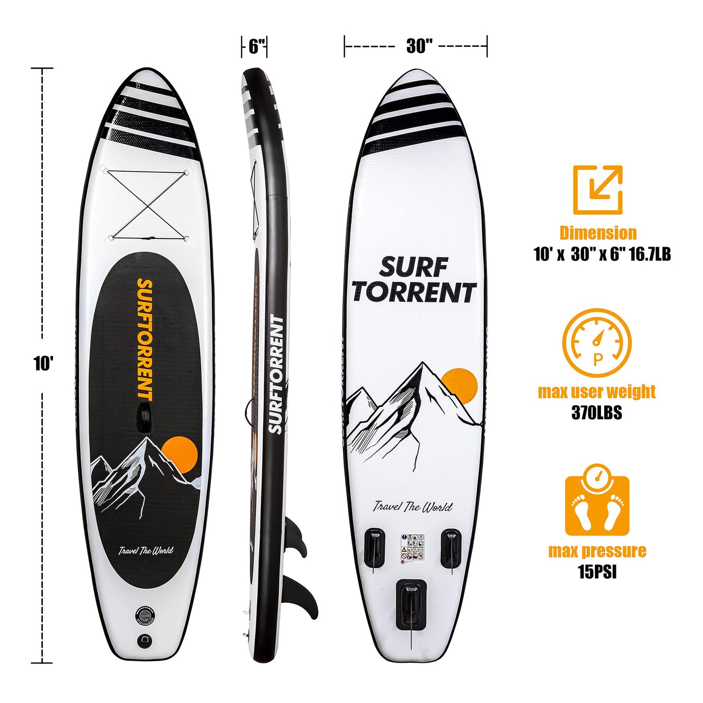 SURFTORRENT Inflatable Paddle Board with Durable SUP Accessories&Carry Bag,Stand Up Paddle Board, Non-Slip EVA Deck for Adults/Beginner of All Skill.