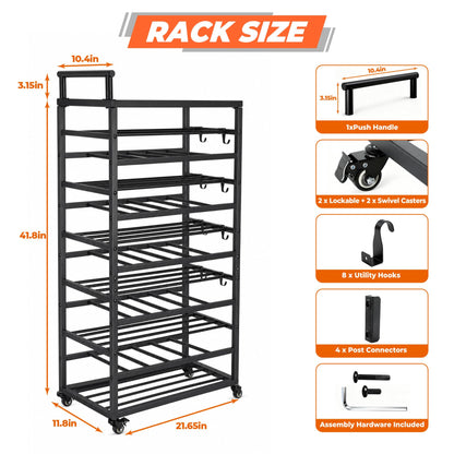 Sidasu 72 Can Spray Paint Can Holder, Rolling Spray Paint Organizer Cart with Push Handle, Spray Paint Storage Rack for Garage Workshop, Black