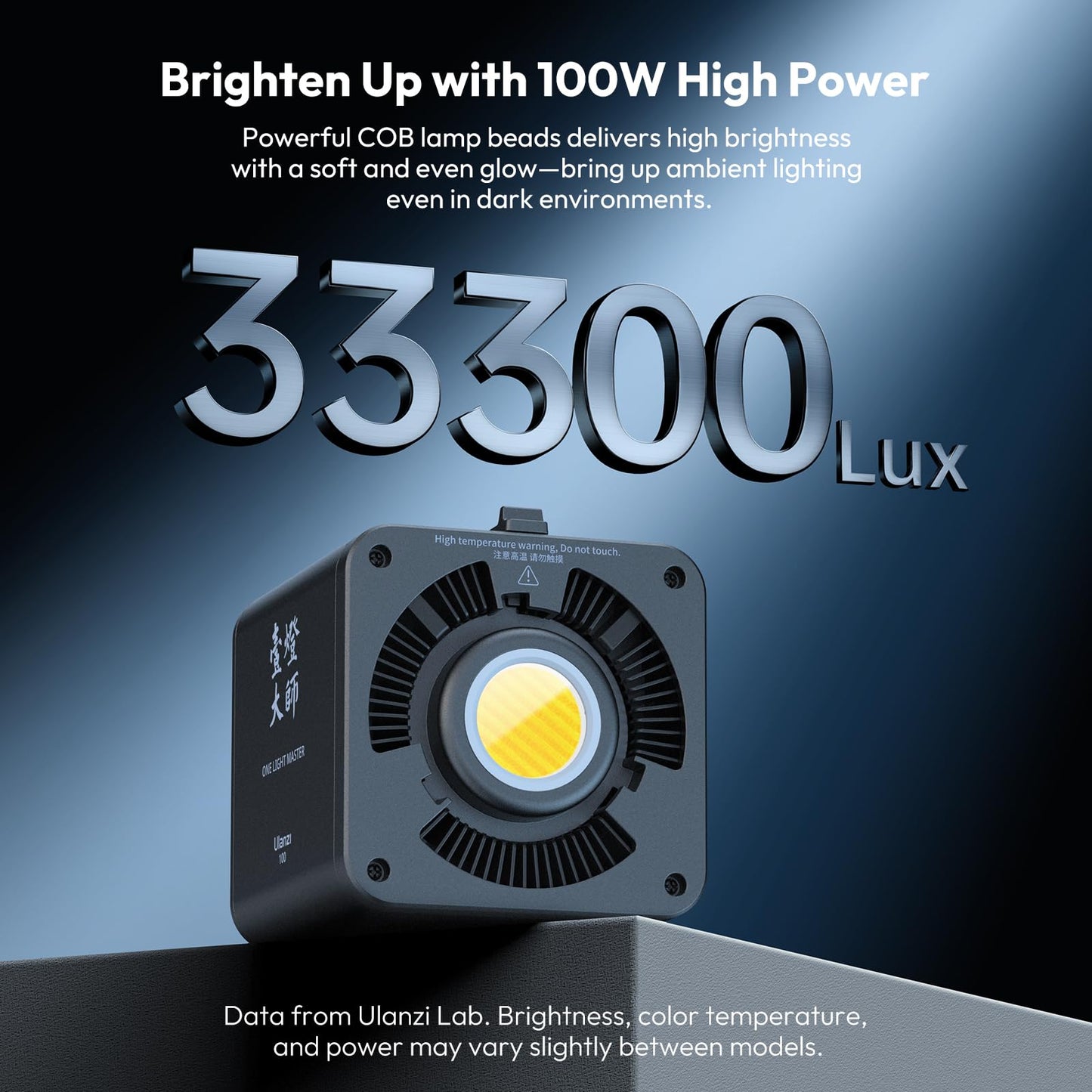 ULANZI 100W RGB Portable LED Video Light w DC Power Adapter, 88.8Wh Build-in Battery Metal Mini Adjustable Color Temperature COB Continuous Output Lighting Handheld Spotlight 2700K-6500K for Video