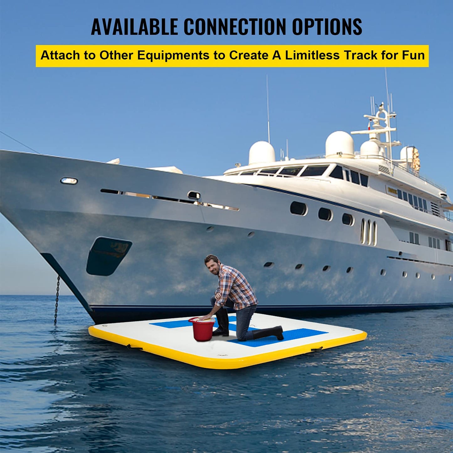 Happybuy 8x5 ft Inflatable Floating Dock, Inflatable Dock Platform 6 inches Thick, Floating Platform for Pool Beach Ocean