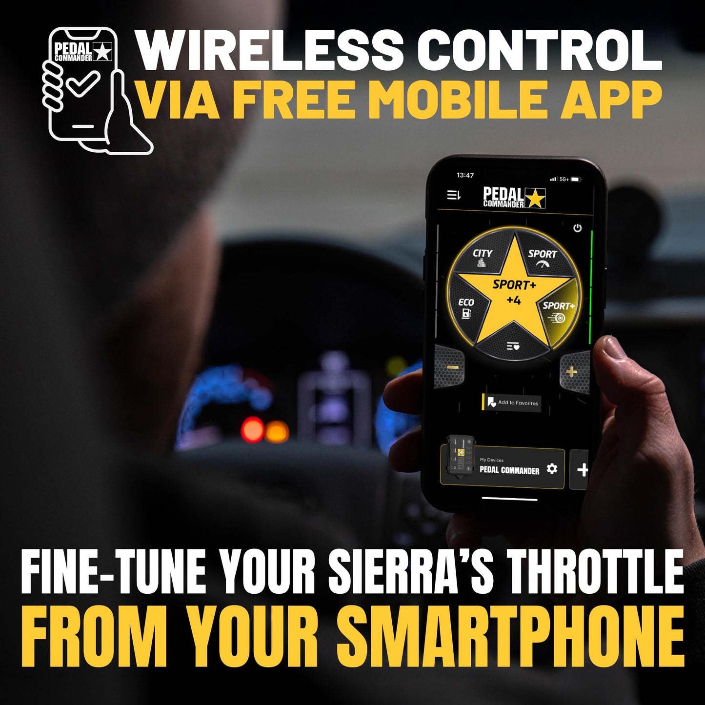 PEDAL COMMANDER for GMC Sierra 2500HD 3500HD 2020-2026 Throttle Response Controller - Plug-and-Play, 4 Modes, Wireless App Control, Anti-Theft, Towing Hauling Lifted - Off-Road Work Truck Compatible