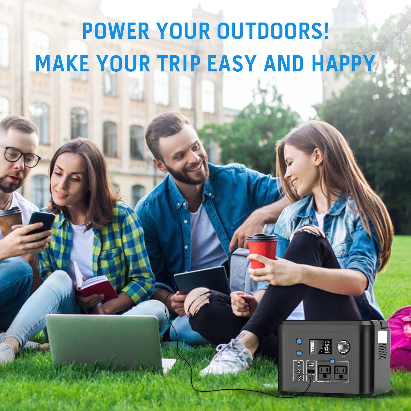 powkey Portable Power Station 350W, 260Wh/70,000mAh Backup Lithium Battery, 110V Pure Sine Wave Power Bank with 2 AC Outlets, Portable Generator for Outdoors Camping Travel Hunting Emergency