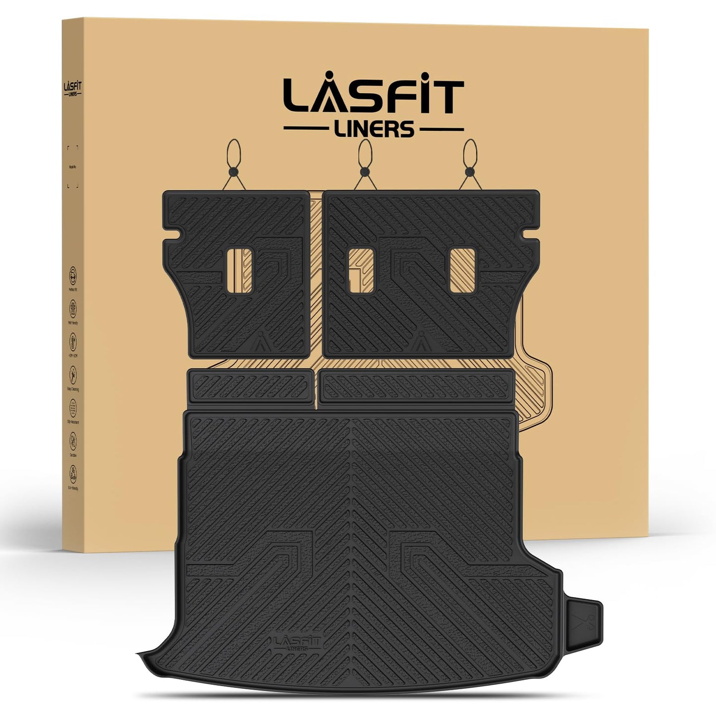 LASFIT Cargo Tray Mat & Backrest Mat for Subaru Forester 2025-2026 (Fit Hybrid,Not for Gas), All Weather TPE Custom Fit Easy Clean for Forester 2026 2025 Trunk Tray Liner & Seatback Mat, Black