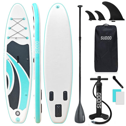 SUDOO Inflatable Stand Up Paddle Board 10'x30 x6 Ultra-Light SUP Stand-Up Paddleboard for Adults with Backpack, Pump, Paddle, Coil Leash, Triple Fins, Repair Kit