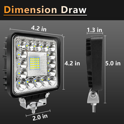 SAN YOUNG LED Light Pods, 120W 10000lm 12V 24V 4 Inch LED Work Lights for Truck Tractor ATV UTV RV Boat Pickup Golf Cart Snowblower Heavy Duty Equipment LED Off Road Driving Lights, 20 Cube