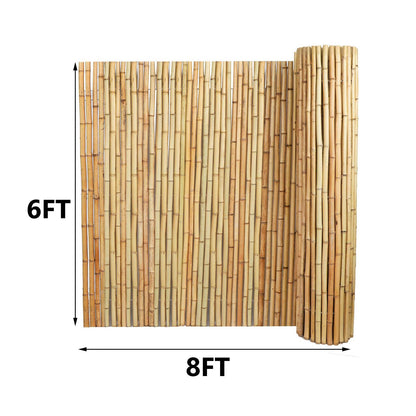 6ft x 8ft Natural Bamboo Fence Roll, Outside Bamboo Privacy Fencing, Natural Privacy Screen Panels for Garden, Outdoor