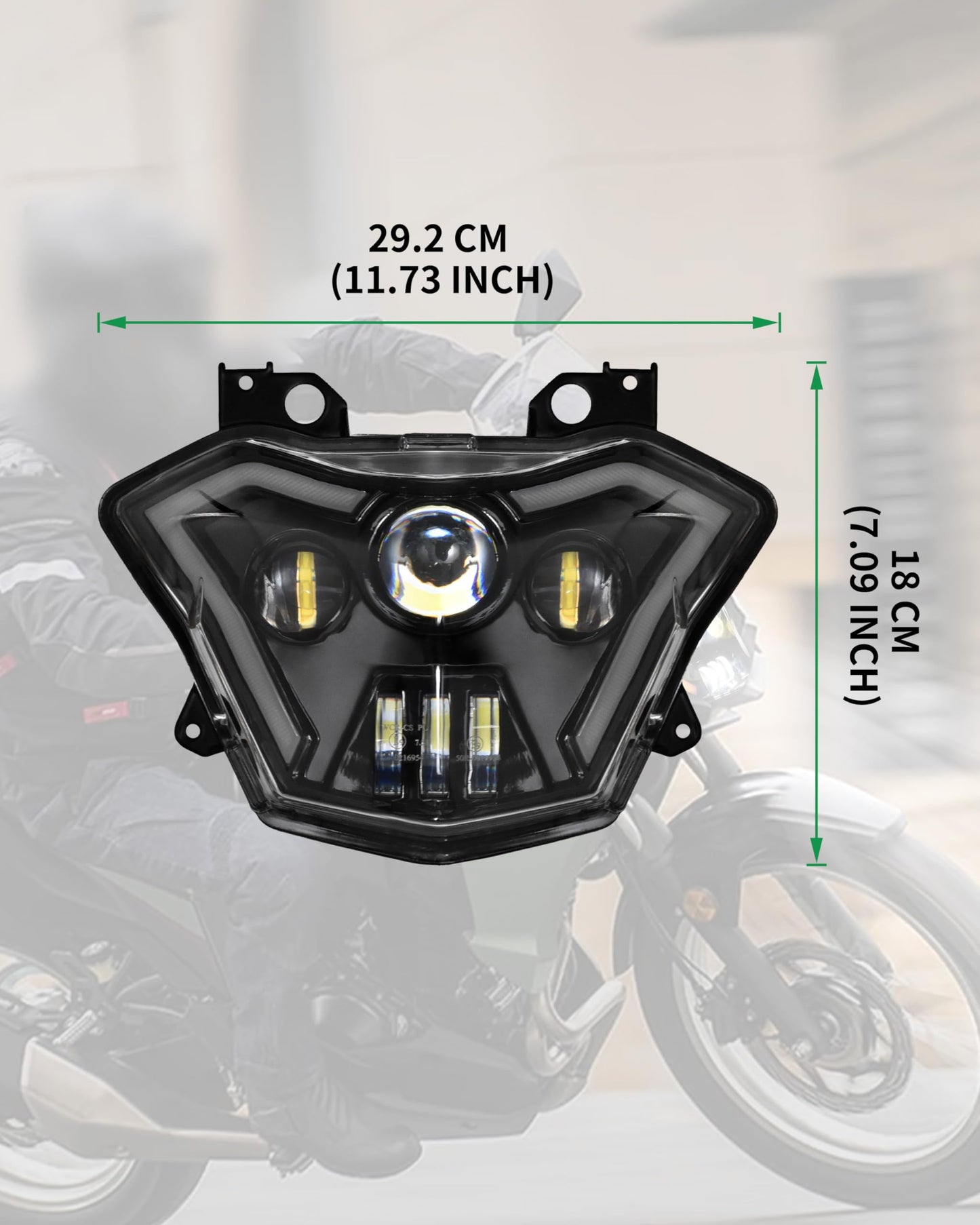 VEISUTOR LED Headlight Assembly for Versys-X300, Projector LED Headlamp Front Lights Head Lights with Hi/Low Beam DRL Turn Signal Fog Light for Kawasaki Z650 Versys-X300 KLE300 2017-2021 Accessories