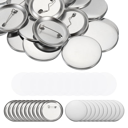 PATIKIL 75mm / 2.95inch Metal Button Parts Supplies for Button Maker Machine Round Pin Maker, Every Set Includes Metal Top, Metal Clip Bottom & Plastic Film (200 pcs)