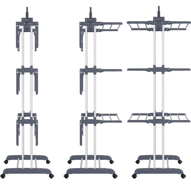 HOMIDEC Clothes Drying Rack, Oversized 4-Tier(67.7" High) Foldable Stainless Steel Drying Rack Clothing, Movable Drying Rack with 4 castors, 24 Drying Poles and 14 Hooks for Bed Linen, Clothing, Grey