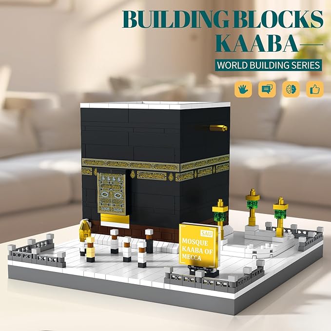 Mosque Kaaba of Mecca Building Blocks Sets Islamic Architecture Model Toys for Adults and Kids World Famous Landmark Building Kits Eid Gifts for Muslim 446PCS