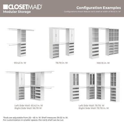 ClosetMaid Modular Storage Pair Set, 2 Glass Pane Doors, Wood Closet Organizer Shaker Style, Add On Accessory for Shelf Units, White, 34.88" H x 21.02" W x 1.81" D