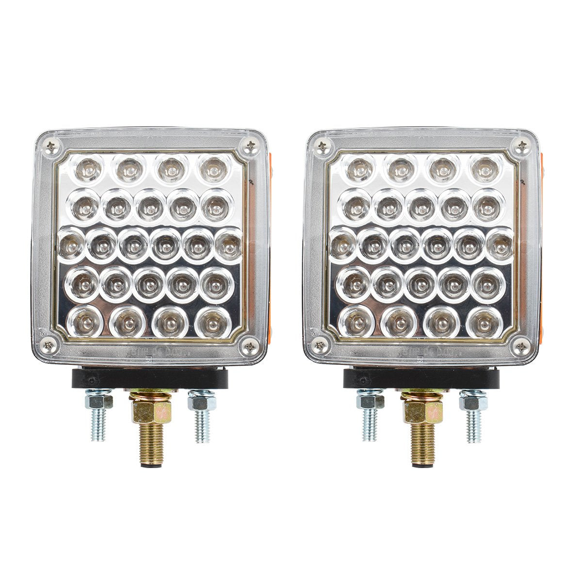 GG Grand General 77616 LED Pedestal Light (Square Double Faced Dual Function Amber/Red Pearl with Clear Lens in Twin Pack)