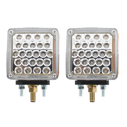 GG Grand General 77616 LED Pedestal Light (Square Double Faced Dual Function Amber/Red Pearl with Clear Lens in Twin Pack)