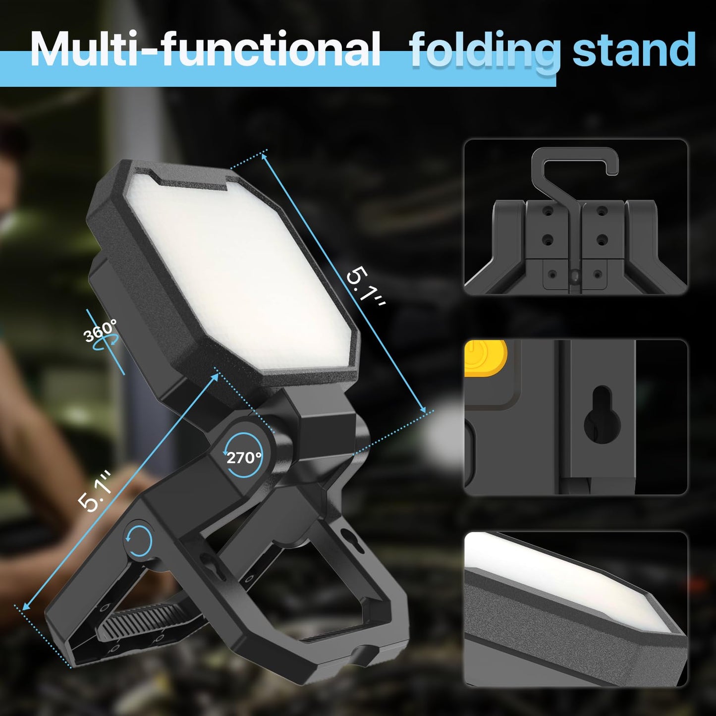 HYPERLITE 1pack LED Construction String Lights 100FT Bundle 2pack Rechargeable Work Light for Job Site Workshop Garage