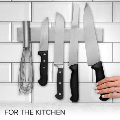 Modern Innovations 12 Inch Stainless Steel Magnetic Knife Bar with Multipurpose Use as Knife Holder, Knife Rack, Knife Strip, Kitchen Utensil Holder, Tool Holder, Art Supply Organizer, Home Organizer