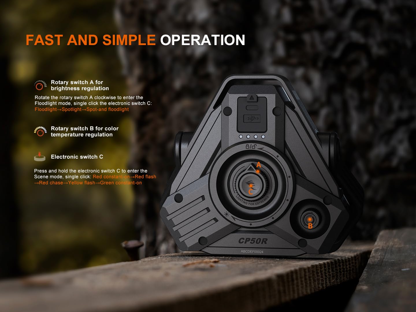 CP50R Rechargeable Lantern Flashlight, 5500 Lumen Spotlight & Floodlight, Multi-Color LEDs, Adjustable Color Temperature, 492 Yards Beam, Tripod Mount, Waterproof for Camping, Job Site & Emergency