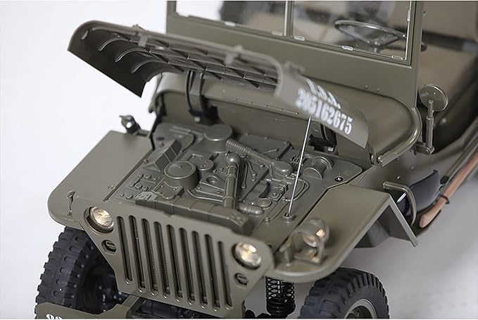 Rochobby FMS 1/6 1941 MB Scaler RC mini Jeep RC Truck MB Scaler 4x4 Hobby Grade Brushed RC Rock Crawler RC Army Military Truck for AdultsRS