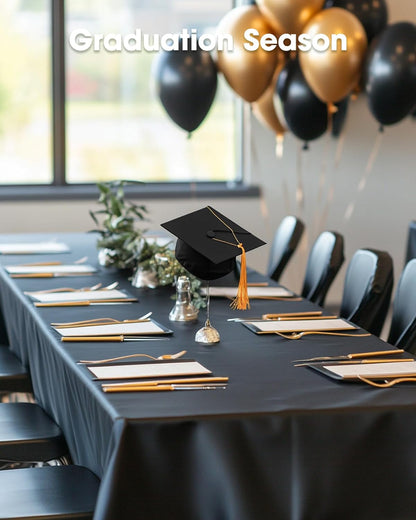 Pureegg Disposable Plastic Tablecloths - 20 Pack, 54 x 108 Inch, Leakproof & Sturdy, Black | Graduation Party Decor