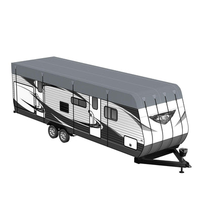 RV Caravan Roof Cover - Rv tarps Heavy Duty Waterproof | Non-Woven Fabric Waterproof Travel Camper Trailer Cover, Foldable Storage Rv Tarpaulin with Straps and Buckles
