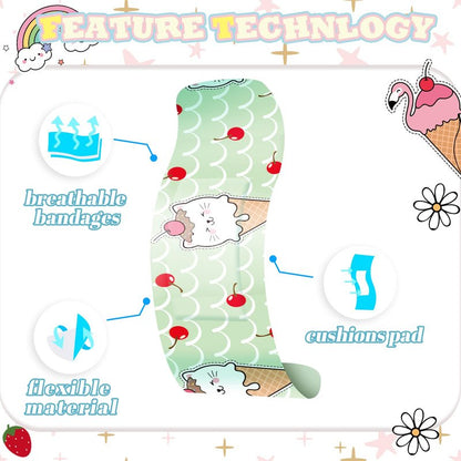 Kids Adhesive Bandages Bulk Cute Cartoon Bandages for Kids Waterproof Breathable Protect Scrapes and Cuts for Girls Boys Children Toddlers(120 Pieces)