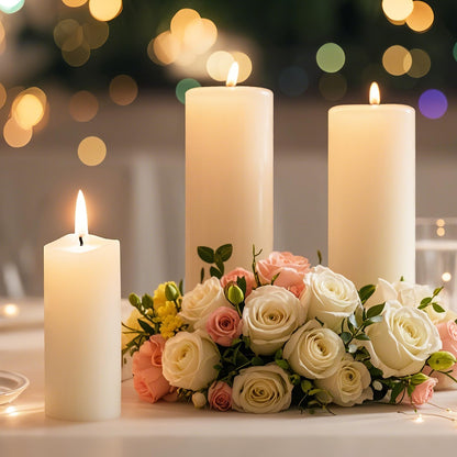 Uscented Pillar Candles, Ivory Pillar Candle Set of 4, 3 x 6 Inch Dripless and Smokeless Large Pillar Candles for Dinner Table, Christmas and Home Decor 45 Hours Long Burning Time
