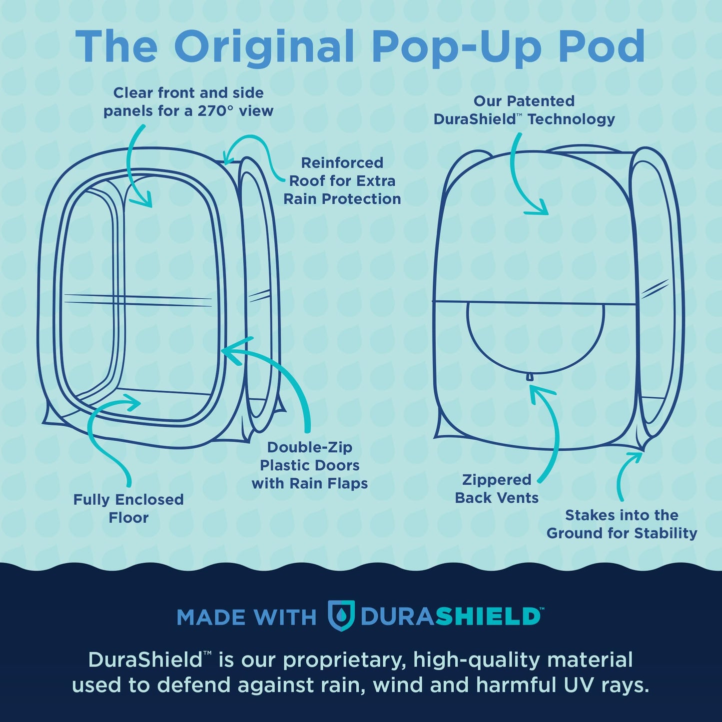 WeatherPod® Pop-Up Sports Tent 1-2 Person – Instant Setup MyPod™ Original Shark Tank All-Weather Pod Shelter for Outdoor Sports, Rain, Wind & Cold (Royal Blue, 46" L x 46" W x 59" H)