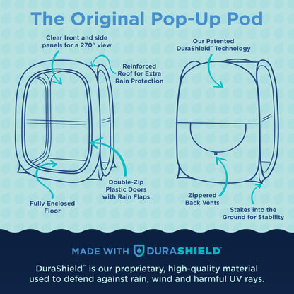 WeatherPod® Pop-Up Sports Tent 1-2 Person – Instant Setup MyPod™ Original Shark Tank All-Weather Pod Shelter for Outdoor Sports, Rain, Wind & Cold (Royal Blue, 46" L x 46" W x 59" H)