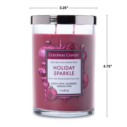 Colonial Candle Holiday Sparkle Scented Jar Candle, Classic Cylinders Collection, 2 Wick, Purple, 11 oz - Up to 80 Hours Burn