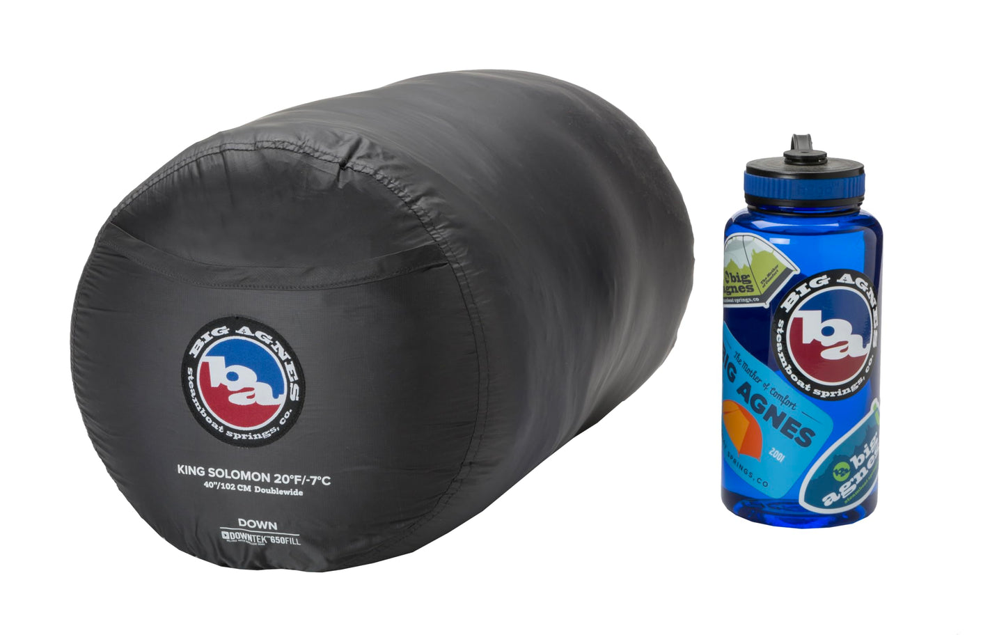 Big Agnes King Solomon (650 RDS DownTek) 40" Double Wide Sleeping Bag, 20 Degree, Asphalt/Chinois Green