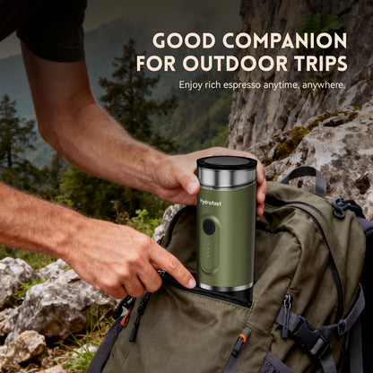 Hydrofast Portable Electric Espresso Machine, Self-Heating Travel Coffee Maker with 7800mAh Battery, USB-C Rechargeable, Compatible with Ground Coffee & Capsules, Maker for Camping, Office, Car