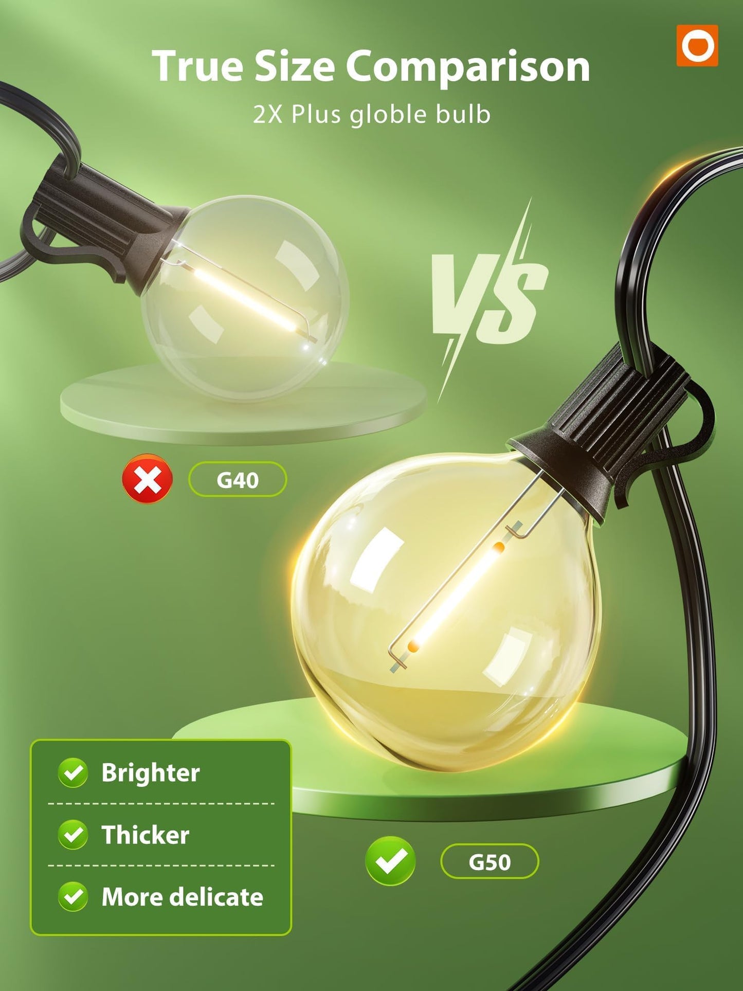 addlon 200FT Solar String Lights for Outside G50 Waterproof with USB Port Solar Patio Lights Outdoor Solar Powered LED Bulbs 3 Light Modes for Backyard Porch Garden Market Bistro Camping