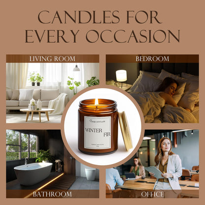 Putart Fir Scented Candles for Home, Natural Soy Wax Aromatherapy Non Toxic Winter Fir Candle Gifts for Women Men, Home Fragrance Decoration Glass Jar Candle for Meditation and Relaxation (9oz)