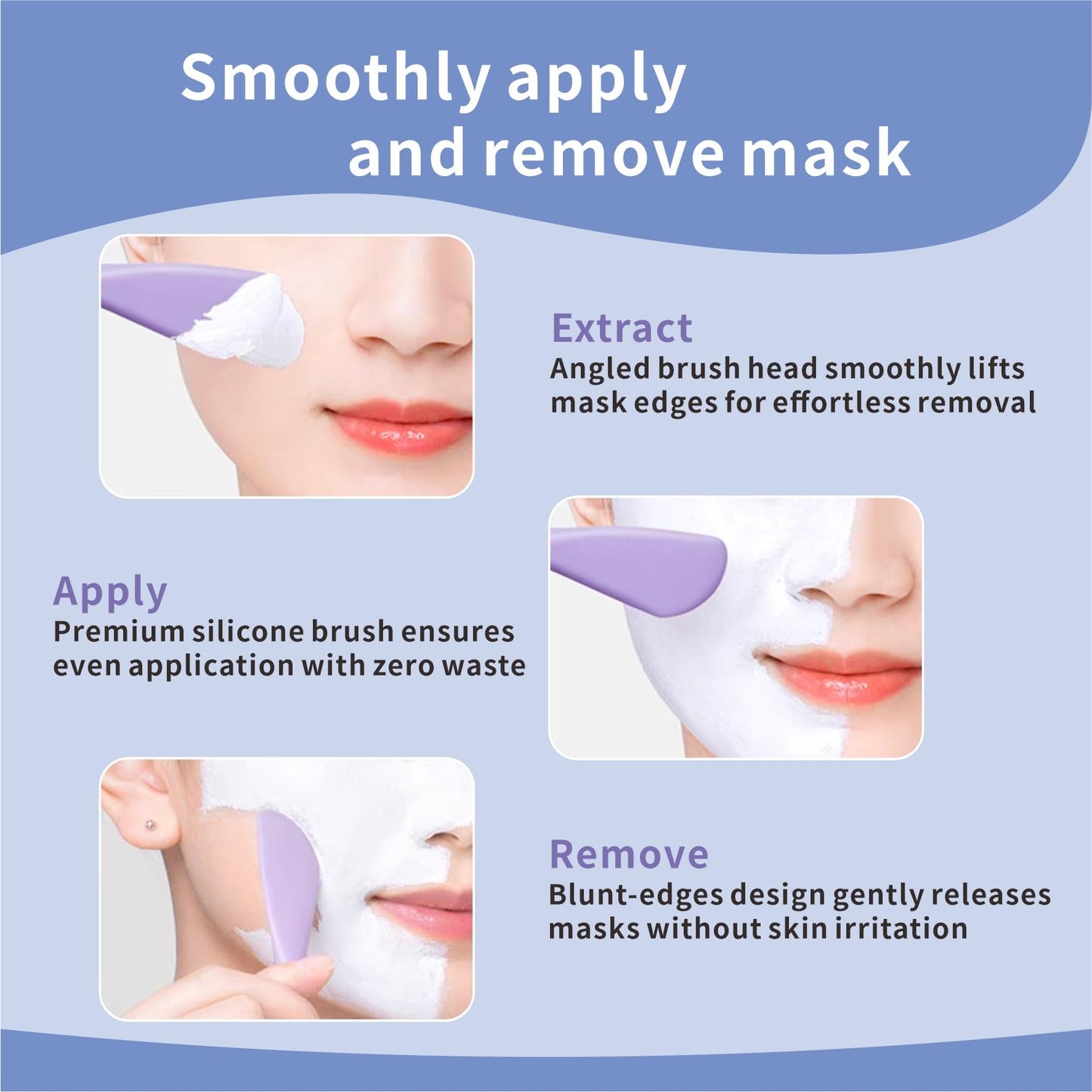 Silicone Face Scrubber, 2 in 1 Face Mask Brush, Pore Brush, Blackhead Remover, Facial Cleansing Brushes, Face Mask Applicator for Mud, Clay(Pink+Purple)